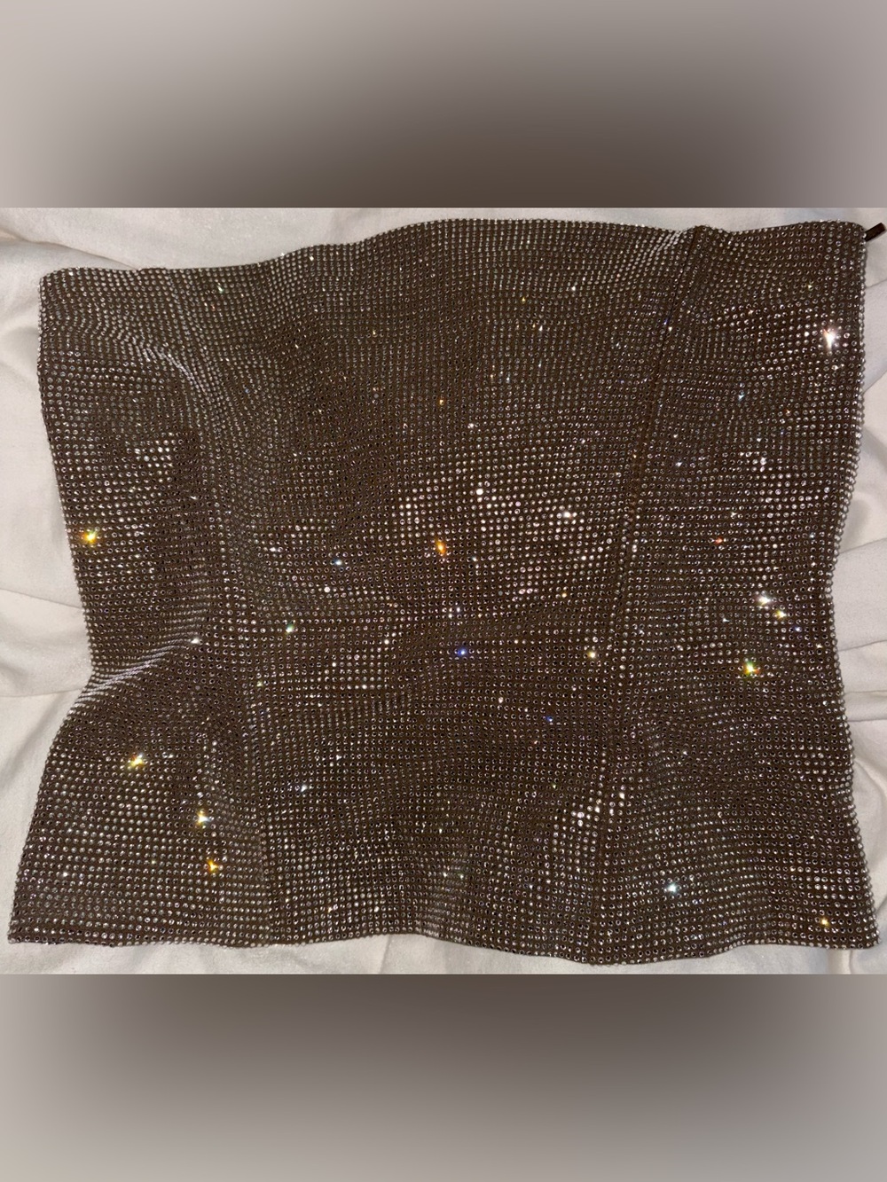 Zara Brown Rhinestone-Embellished Corset/Bandeau